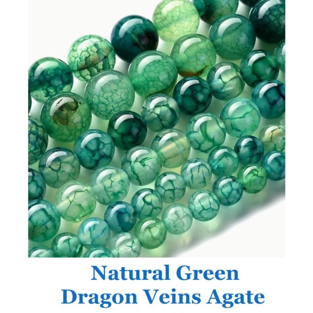 Green Dragon Veins Agate Natural Stone  15" Strand